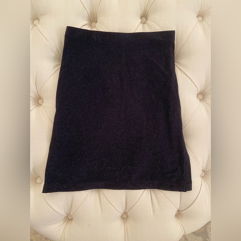 Y2K Navy Blue Glitter Mini Skirt with Slit sz S